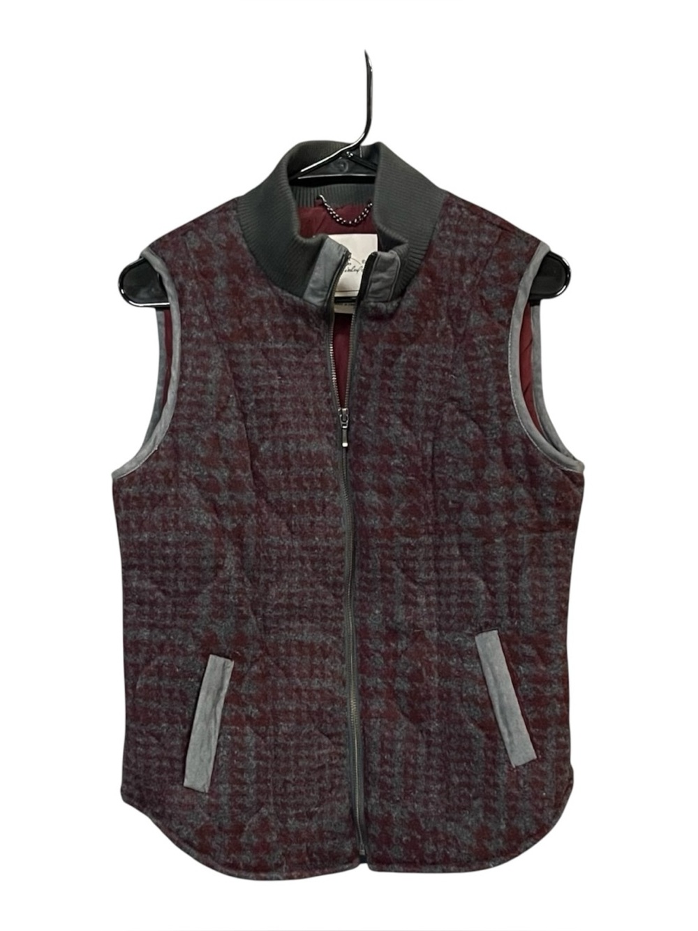 Bob Timberlake M Wool Blend Burgundy Gray Zip Vest Western Boho Workwear Y2K